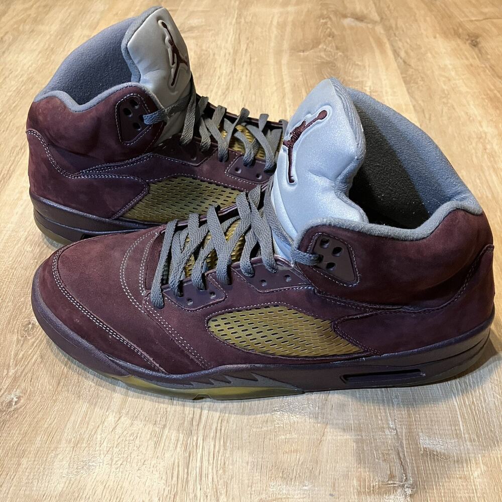 2006 NIKE AIR JORDAN V 5 RETRO LS BURGUNDY BLACK SILVER BRED 314259-602 Size 14